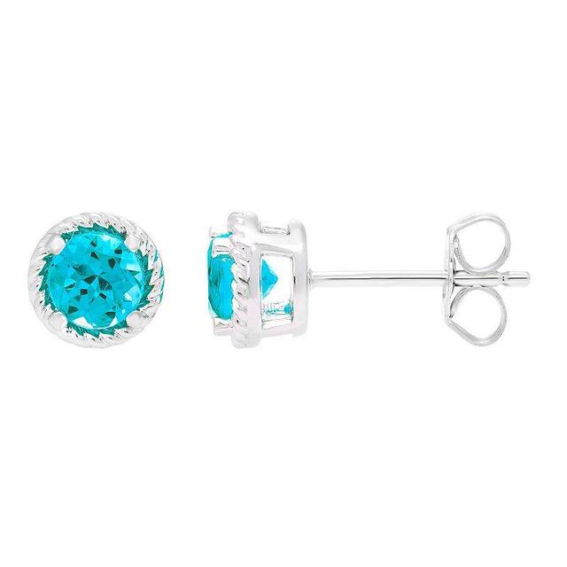 Boston Bay Diamonds Sterling Silver Genuine Blue Topaz Rope Halo Stud Earrings, Womens Product Image