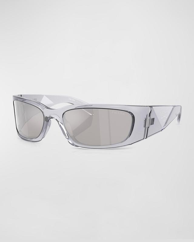 Men's Plastic Rectangle Wrap Sunglasses Product Image