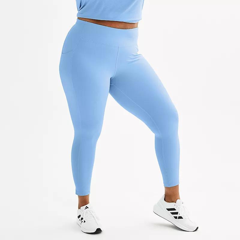 Plus Size Tek Gear Ultrastretch High-Waisted Side Pocket 7/8 Leggings, Womens Blue Oasis Product Image