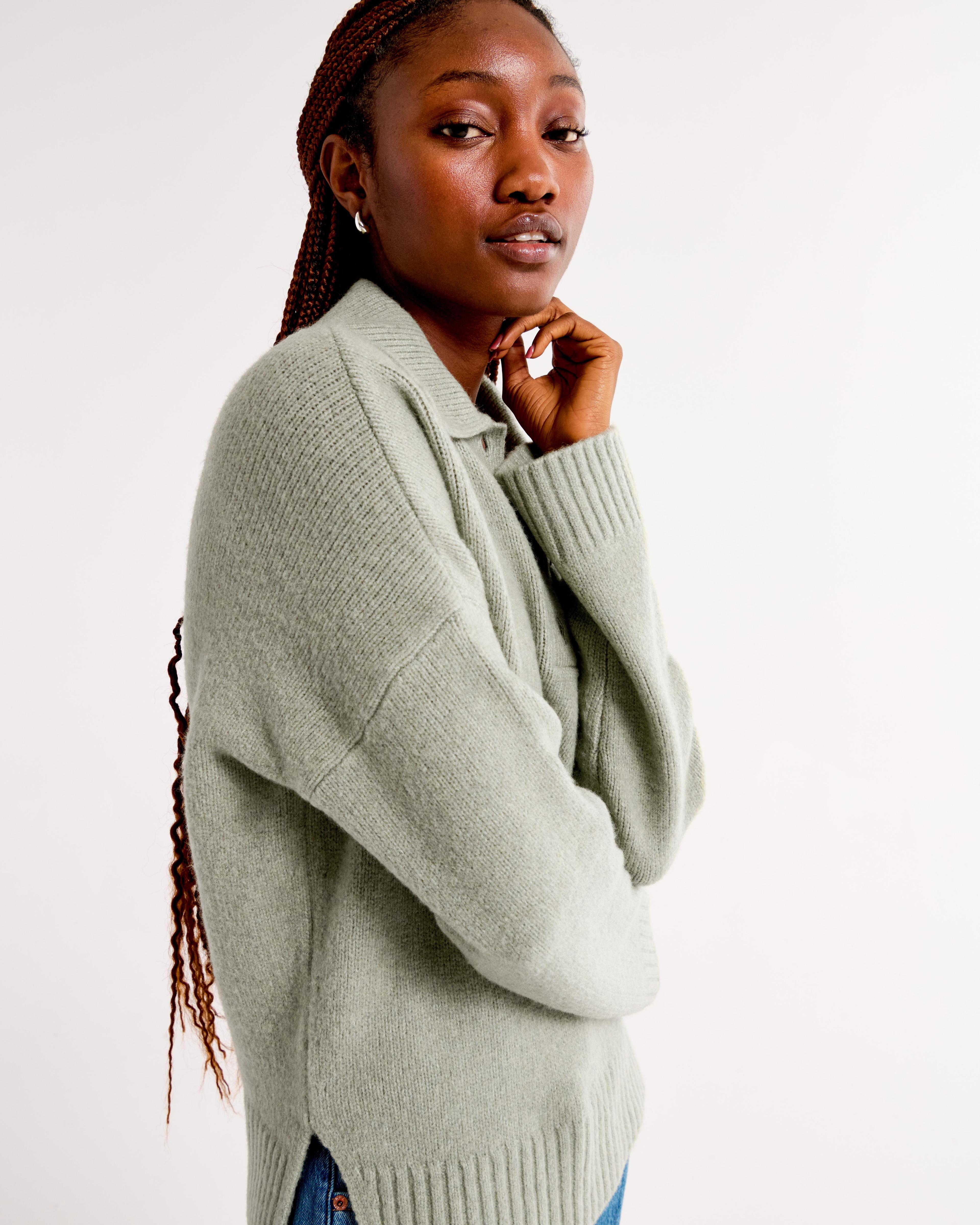 Notch-Neck Collared Sweater Product Image