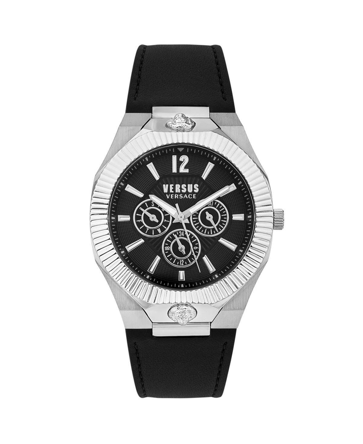 Versus By Versace Mens Echo Park Multifunction Black Leather Strap Watch Product Image