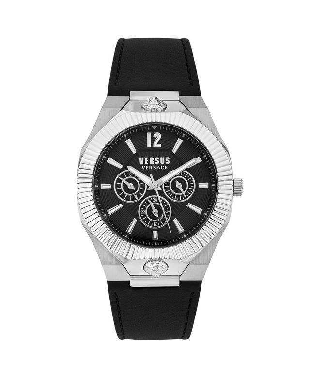 Versus By Versace Mens Echo Park Multifunction Black Leather Strap Watch Product Image