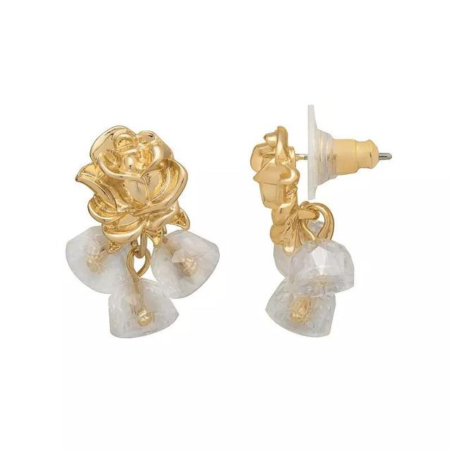 Emberly Gold Tone Rose Drop Earrings, Womens, Clear Product Image