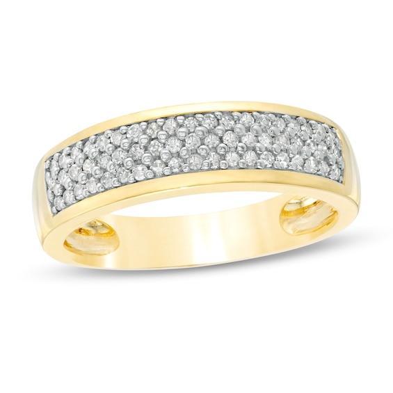 Men's 3/8 CT. T.w. Diamond Triple Row Wedding Band in 10K Gold Product Image