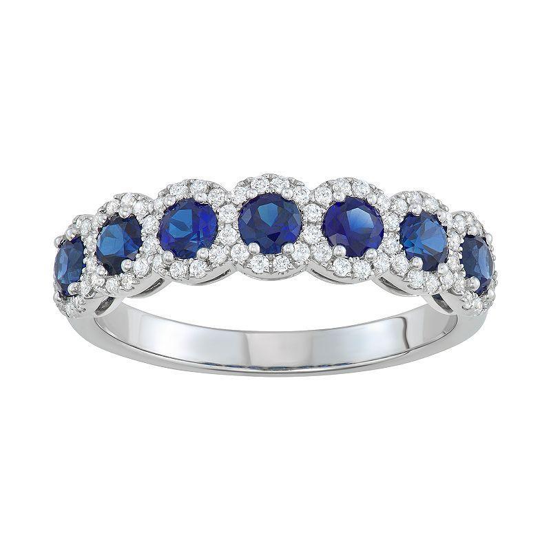 Simply Vera Vera Wang 14k White Gold 1 1/3 Carat T.W. Diamond & Sapphire Ring, Womens Product Image