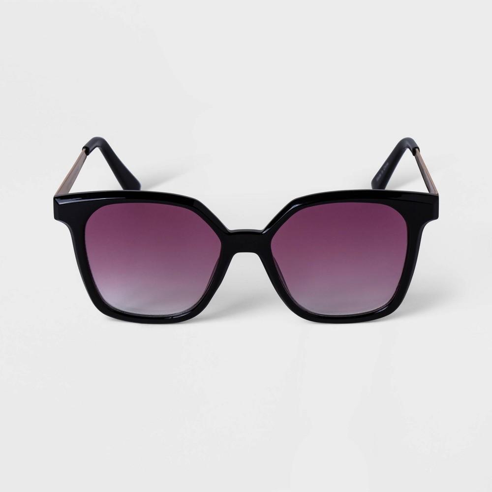 Womens Plastic and Metal Square Sunglasses - A New Day Black Product Image