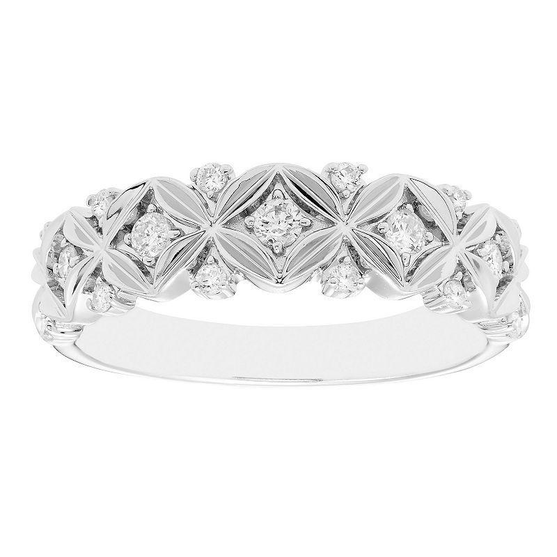 Boston Bay Diamonds Sterling Silver 1/5 Carat T.W. Diamond Flower Ring, Womens Product Image