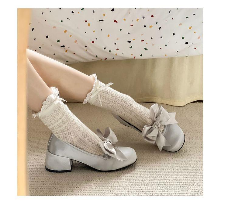 Block Heel Bowknot Pumps Product Image