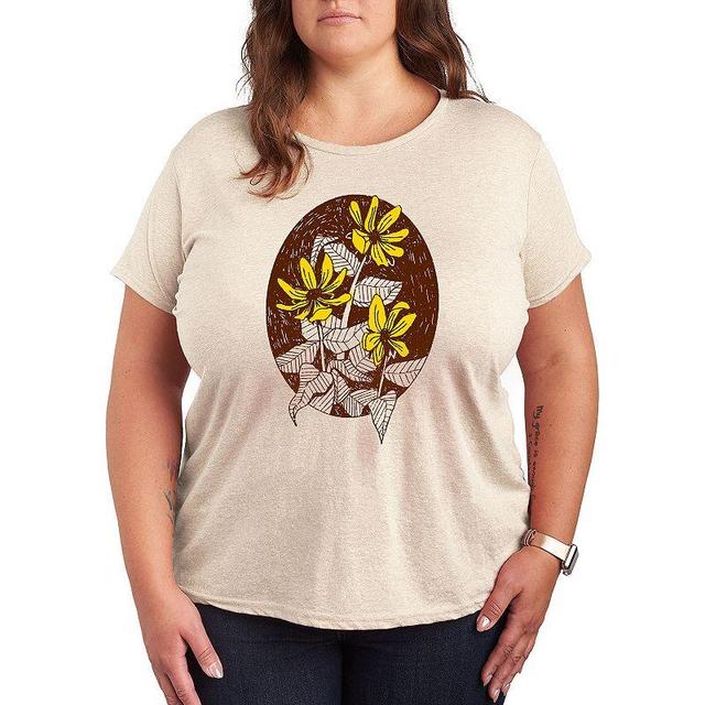 Plus Wildflower Cameo Graphic Tee, Womens Beig/Green Product Image