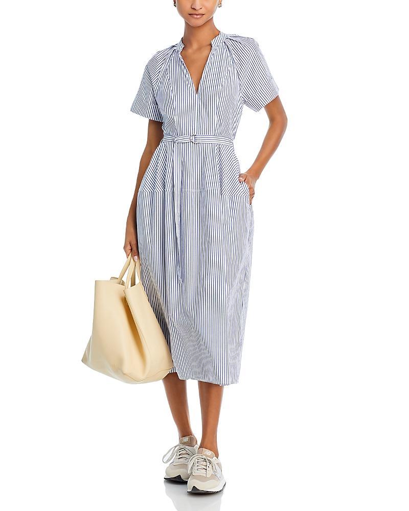 Womens Orla Belted Striped Cotton Midi-Dress product image