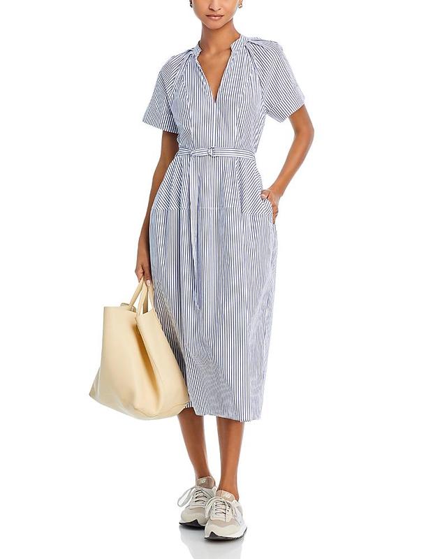 Womens Orla Belted Striped Cotton Midi-Dress Product Image