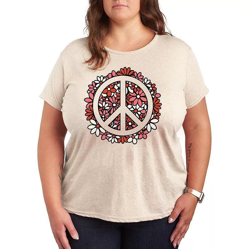 Plus Floral Peace Sign Graphic Tee, Womens Product Image