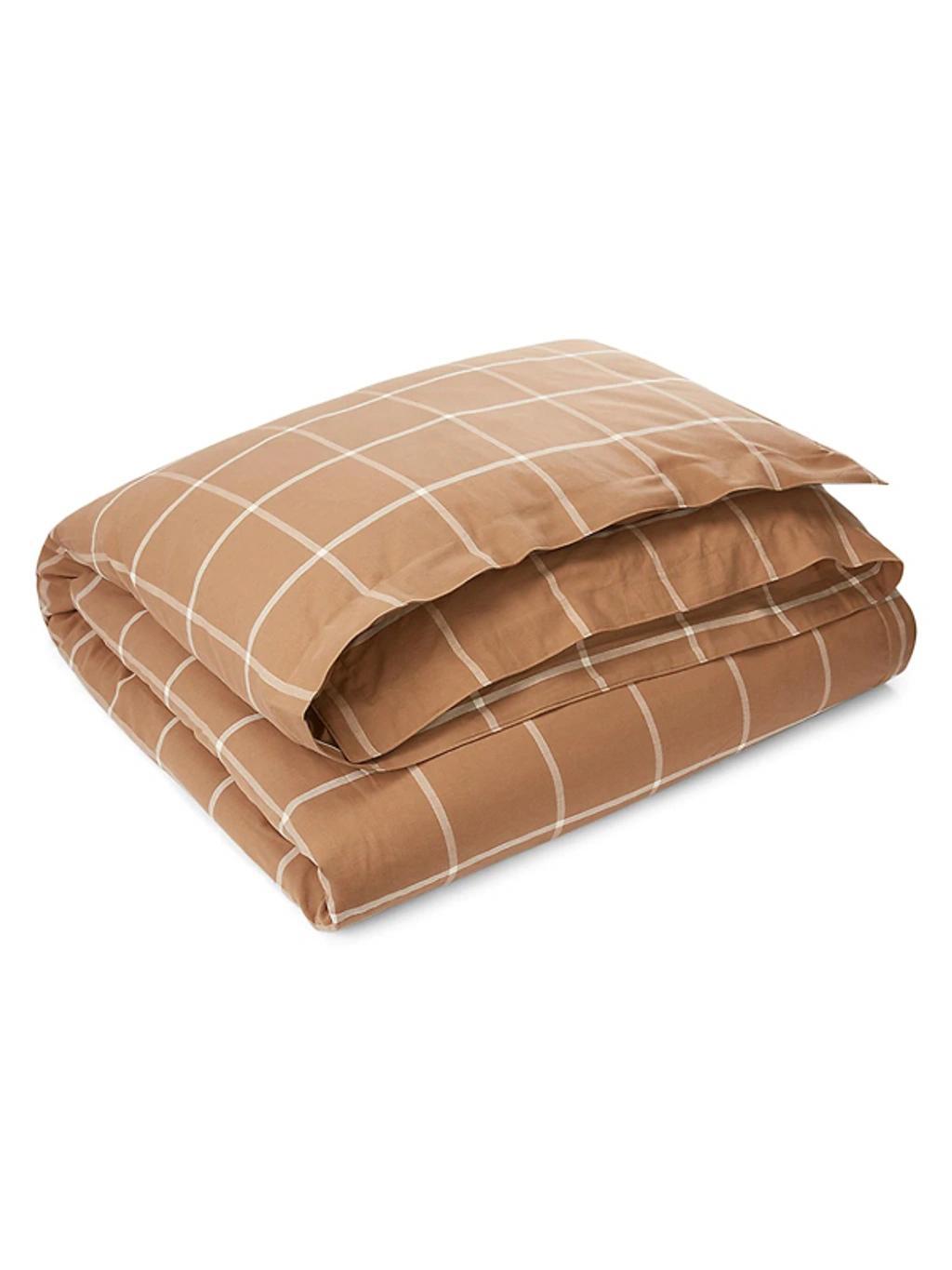 POLO RALPH LAUREN Modern Equestrian Bedding Collection Equestrian Windowpane Duvet Cover In Camel Product Image