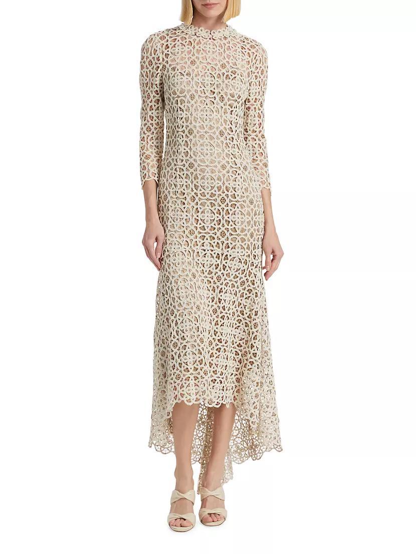 Lace Crochet HIgh-Low Cocktail Dress Product Image