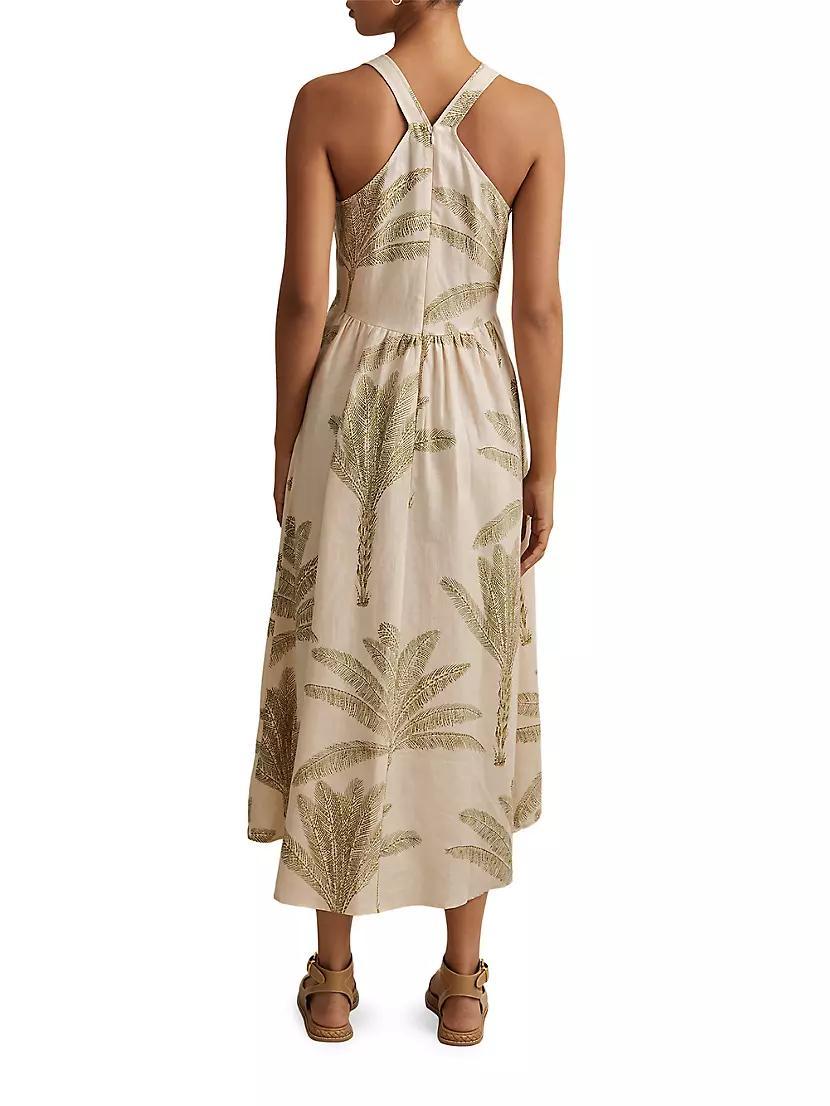 Anna Linen Palm Midi-Dress Product Image