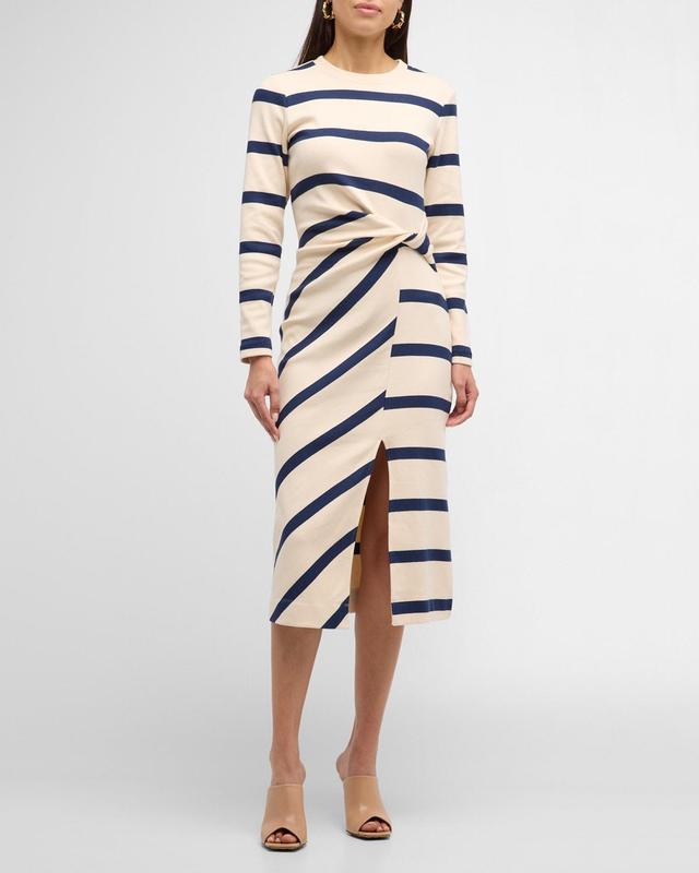 Womens Cody Striped Twist Midi-Dress Product Image