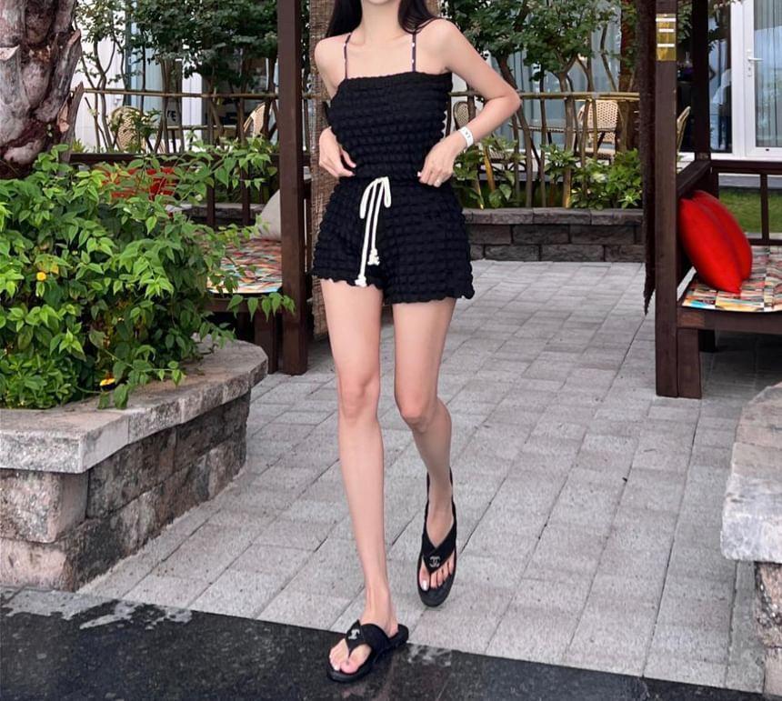 Strapless Plain Drawstring Waist Romper Product Image