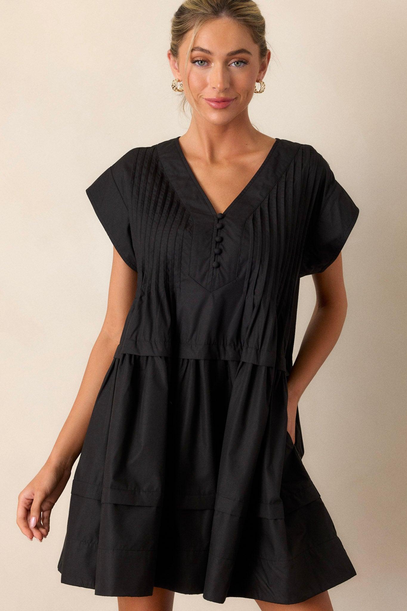 Pack Your Bags Black Short Sleeve Mini Dress Product Image