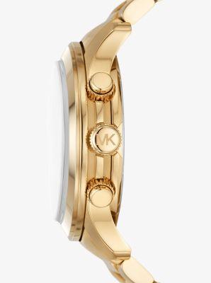 Michael Kors Mens Runway Chronograph Gold-Tone Stainless Steel Bracelet Watch Product Image