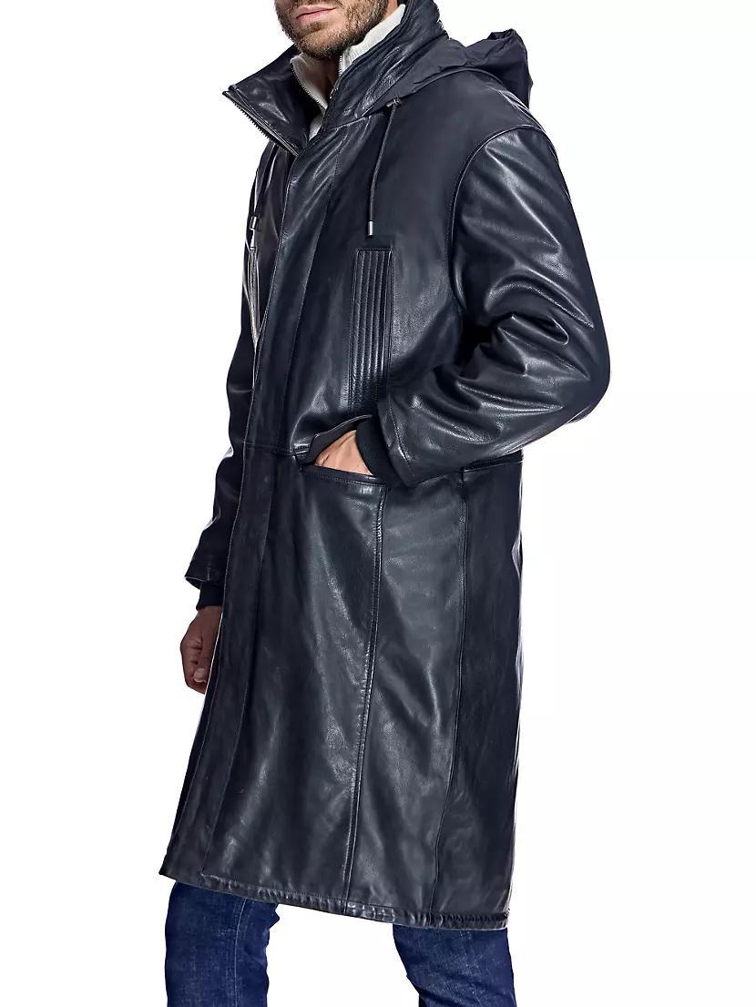 Men's Leather Parka Jackets Product Image