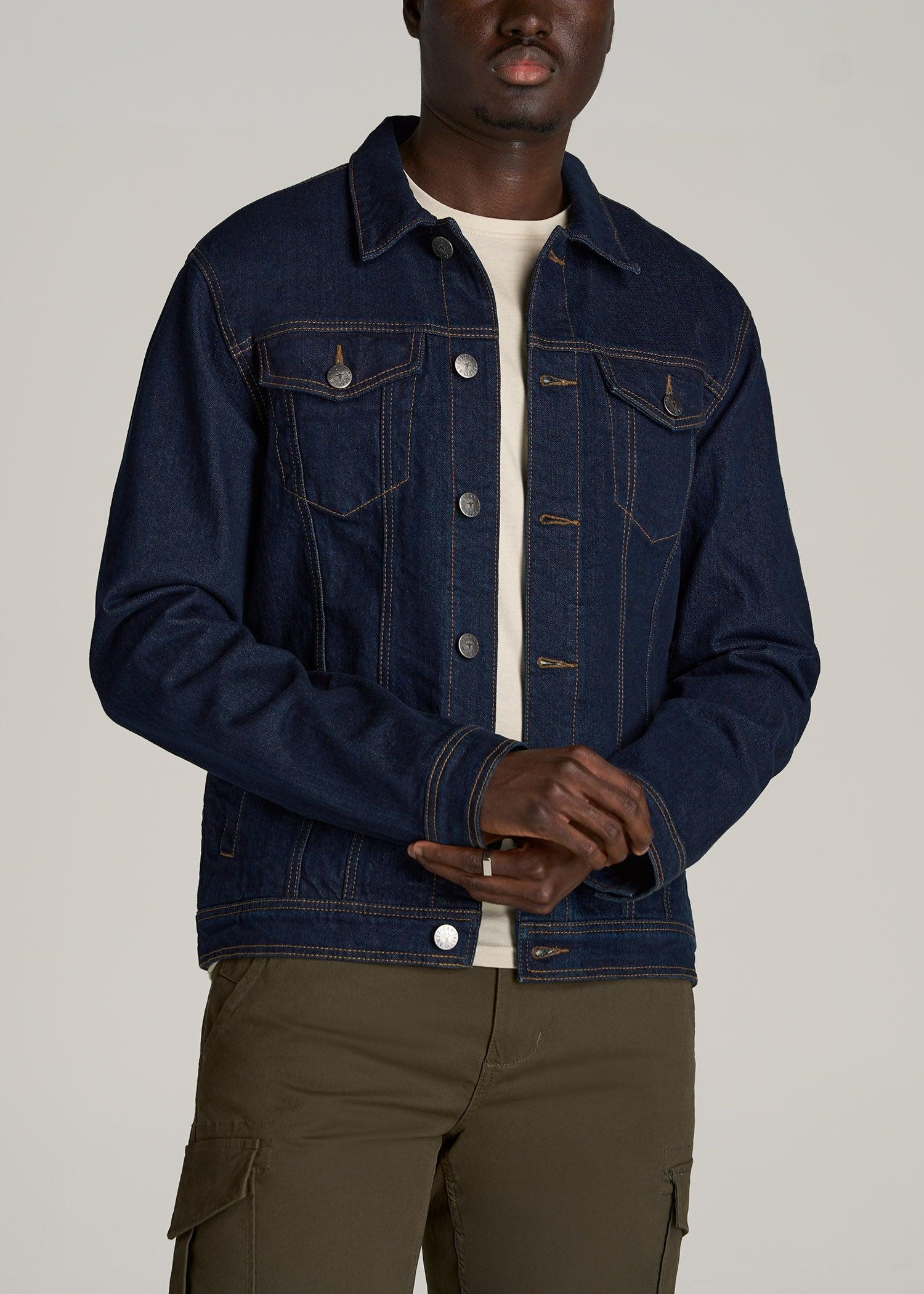 Men's Tall Denim Trucker Jacket in Raw Indigo product image