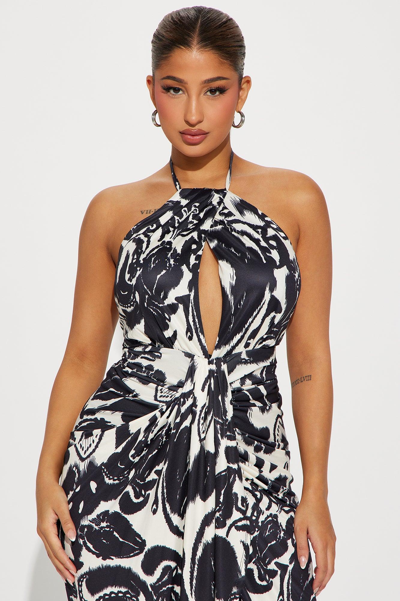 Tropical Energy Midi Dress - Black/combo Product Image