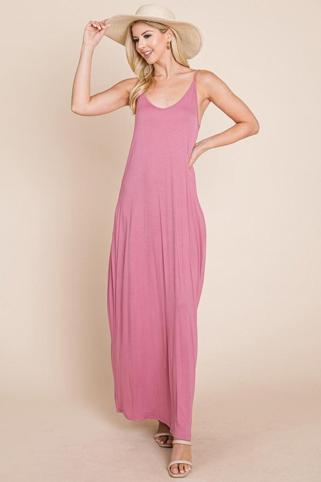 Light Cami Strap Pocketed Jersey Maxi Dress Product Image