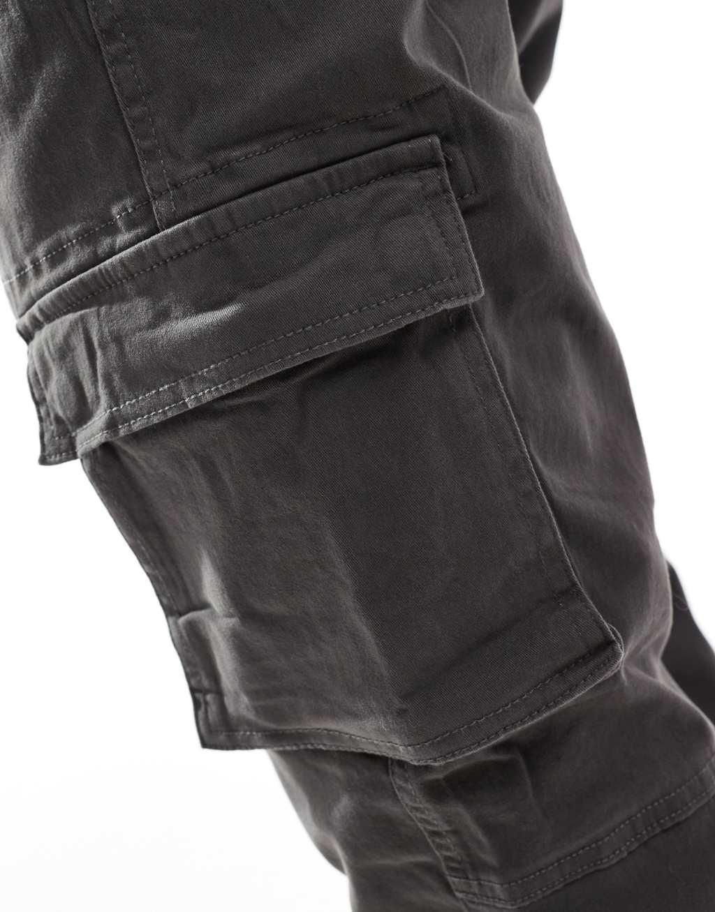 Only & Sons tapered fit cargo with cuffed bottom in gray Product Image