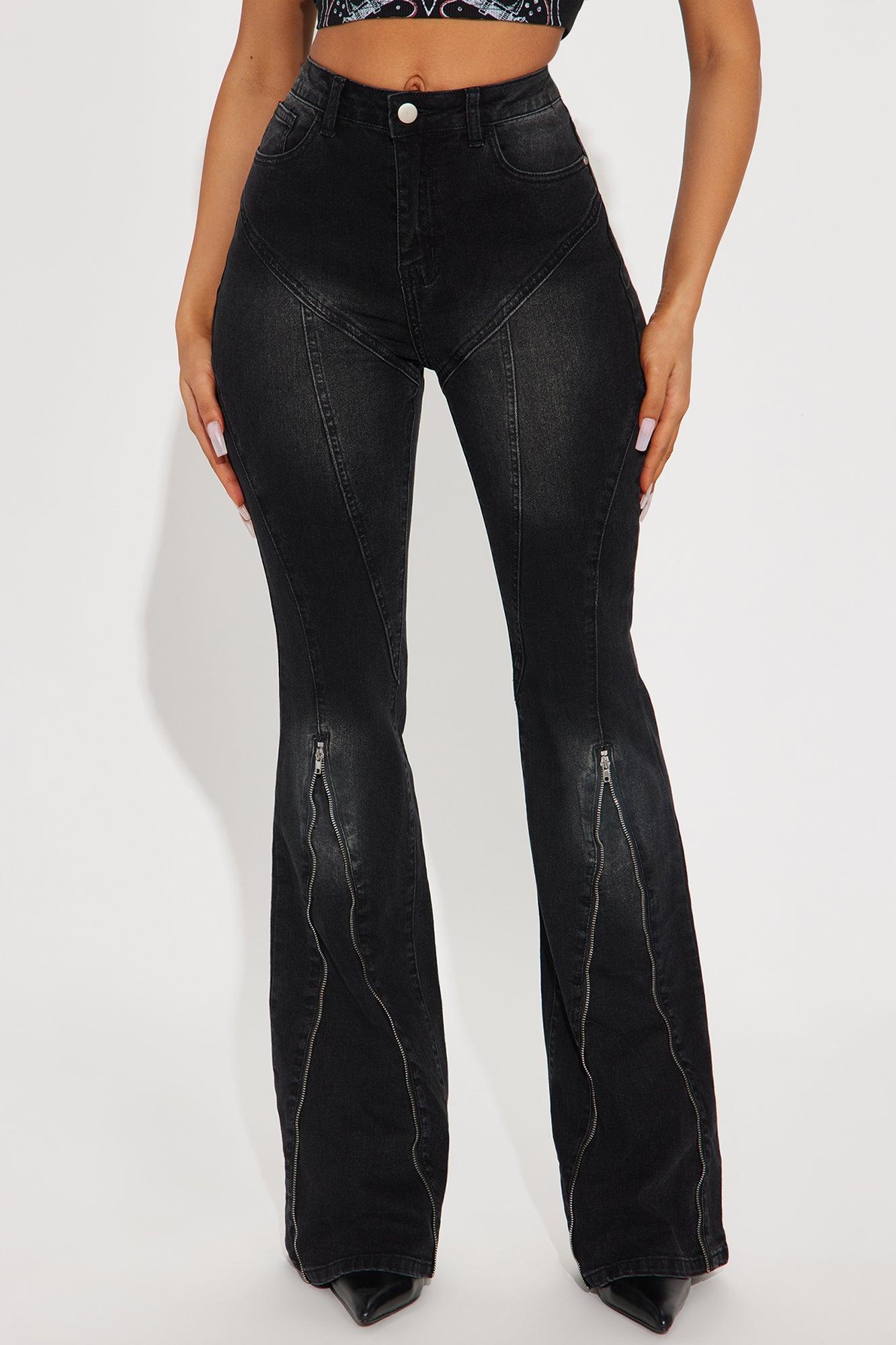 Tell Everyone Stretch Flare Jeans - Black Wash Product Image