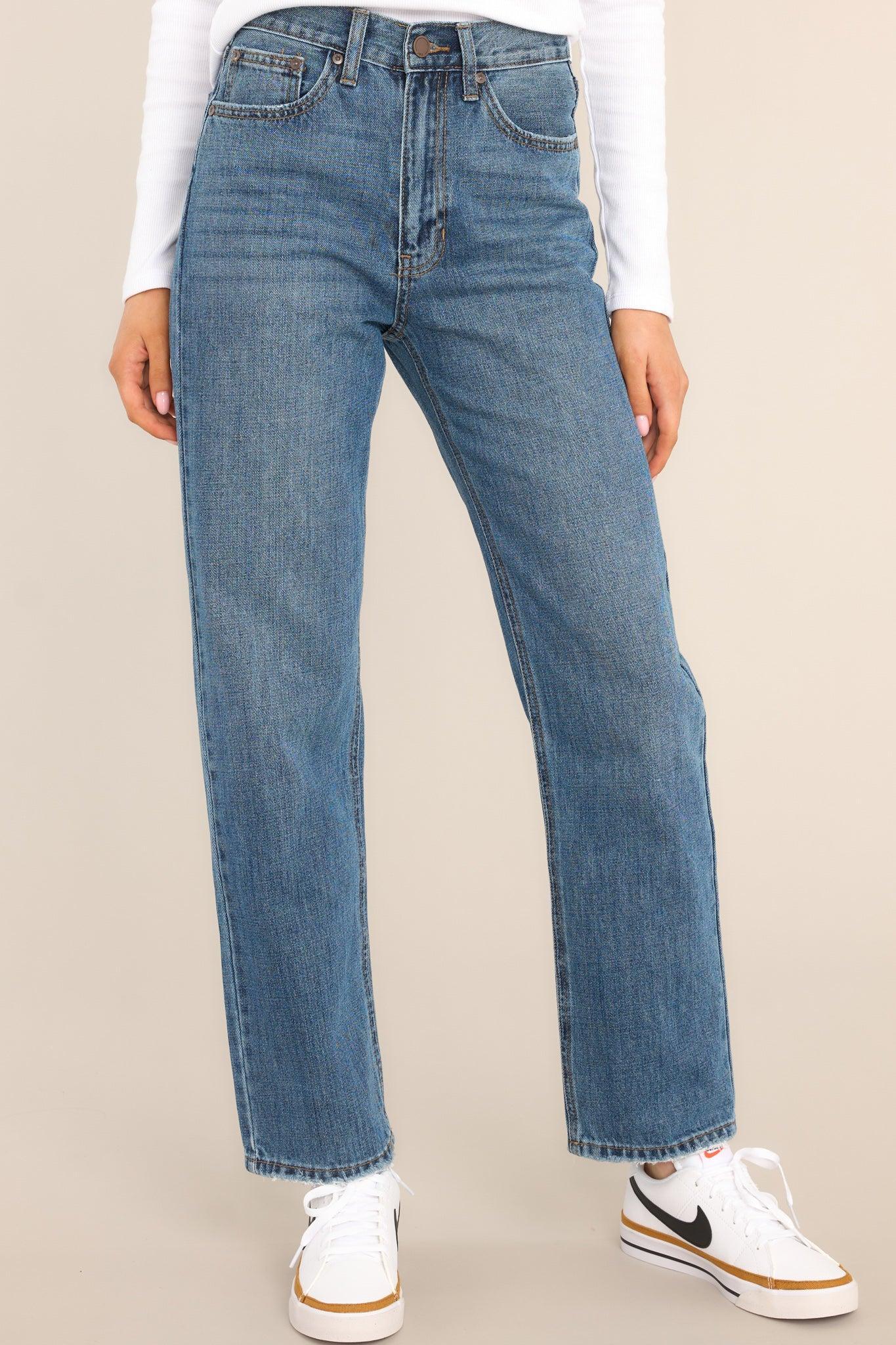 Just Black Time To Evolve Medium Wash Classic Straight Leg Jeans Blue Product Image