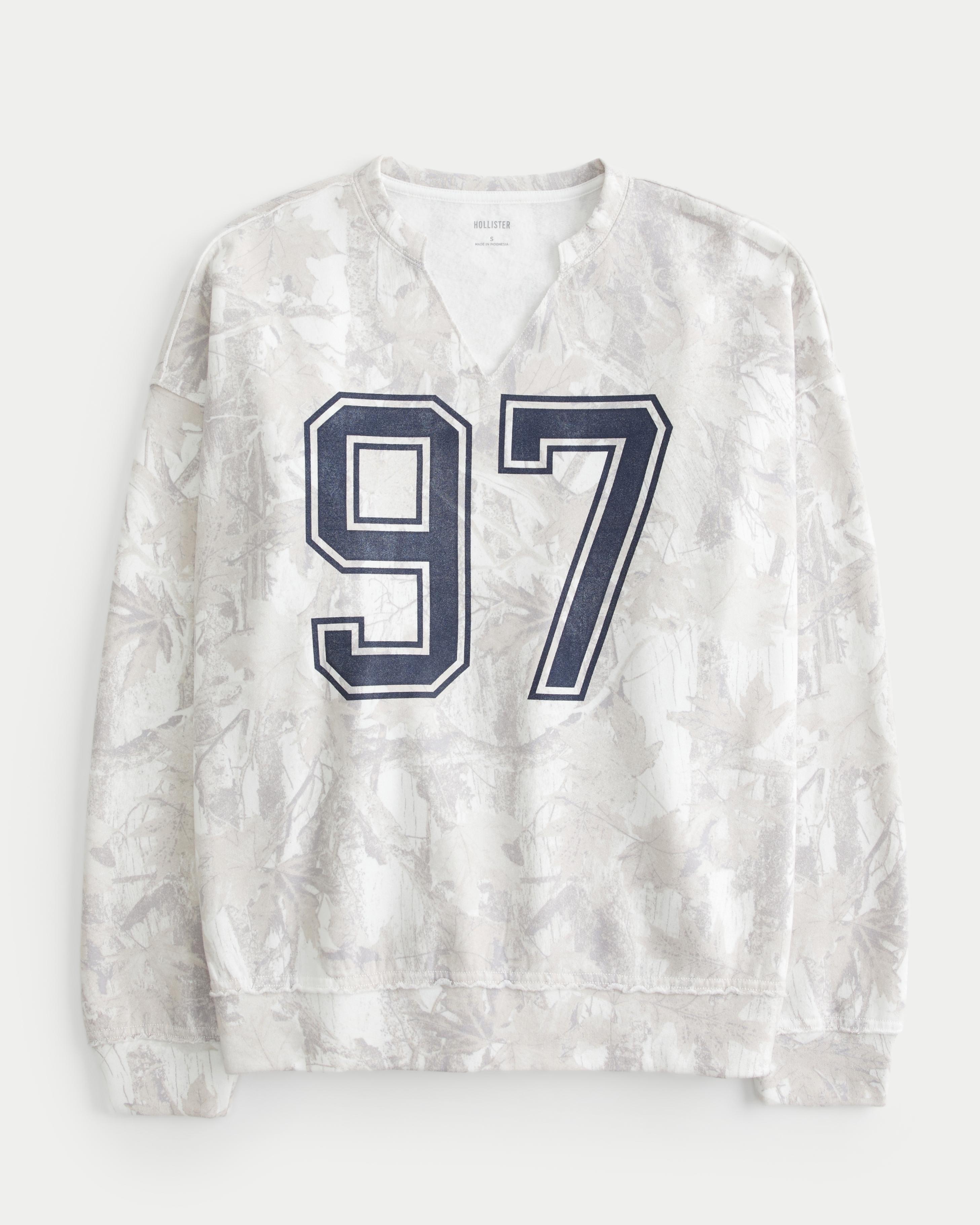 Oversized New York Graphic Notch-Neck Sweatshirt Product Image