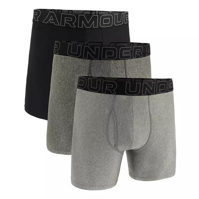 Mens Under Armour 3-pack Performance Tech 6-in. Boxer Briefs Silver Product Image