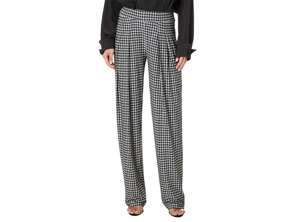 Norma Kamali Low Rise Pleated Trouser (Large Houndstooth) Women's Dress Pants Product Image