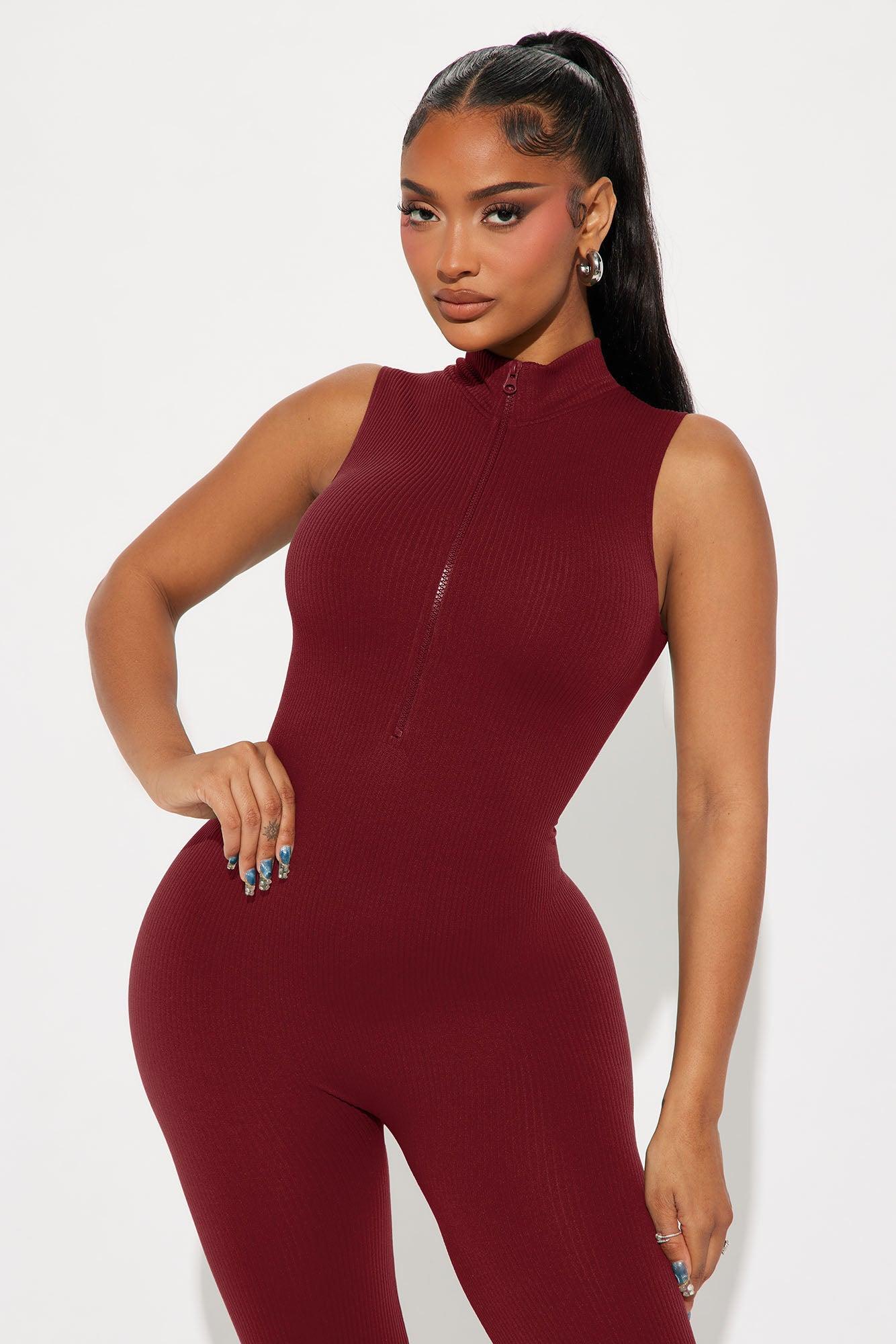 Johanna Seamless Jumpsuit - Burgundy Product Image