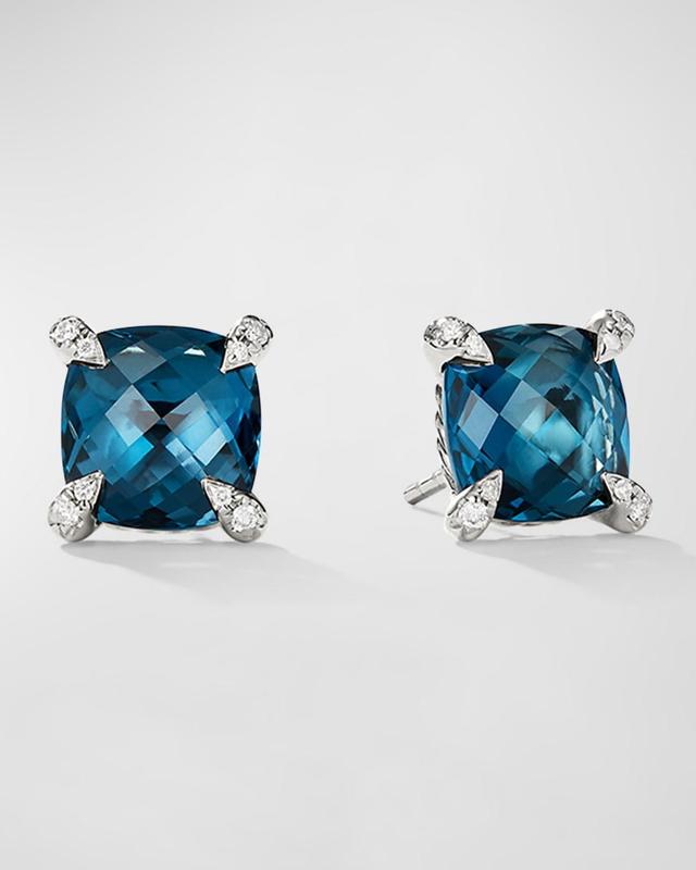 Womens Chtelaine Stud Earrings with Gemstone & Diamonds/9mm Product Image