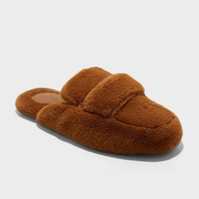 Womens Astoria Faux Fur Loafer Slippers - Auden Brown 8 Product Image