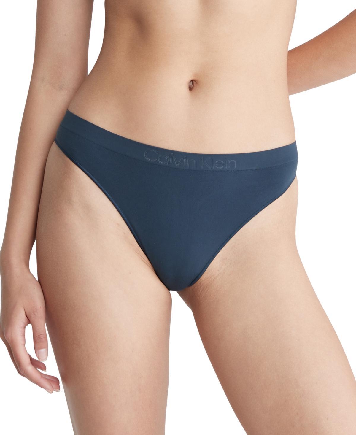 Calvin Klein Womens Bonded Flex Thong - Blue - M Product Image