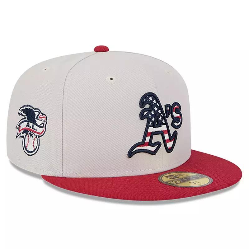 Mens New Era Khaki/Red Oakland Athletics 2024 Fourth of July 59FIFTY Fitted Hat Product Image