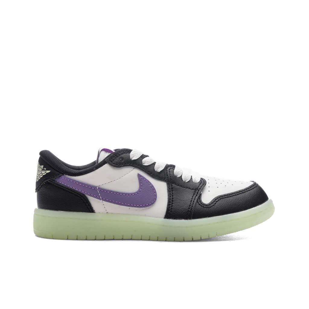 Air Jordan 1 Retro Low OG (PS) - Black/Black Raspberry/Volt Tint Male Product Image