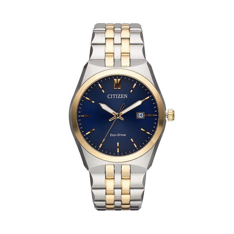 Citizen Mens Corso Three Hand Two Tone Stainless Steel Blue Bracelet Watch Product Image