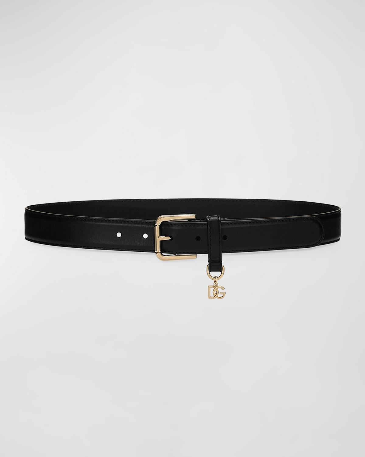 Womens Leather & Logo-Charm Belt Product Image