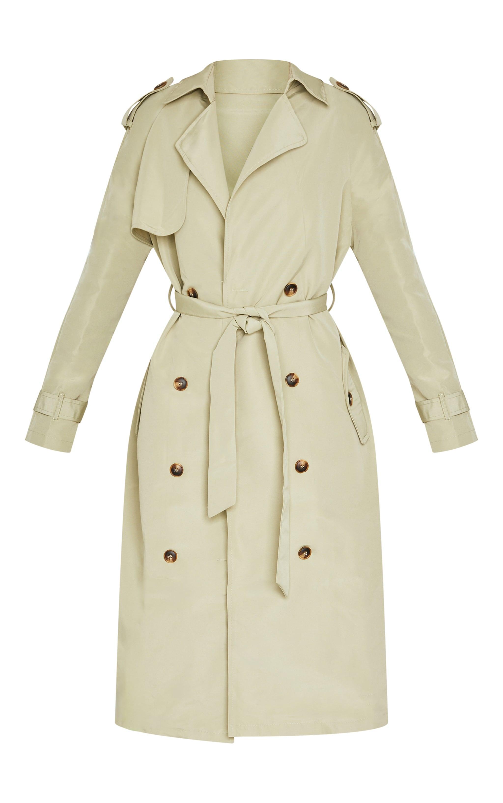 Petite Olive Oversized Trench Coat Product Image