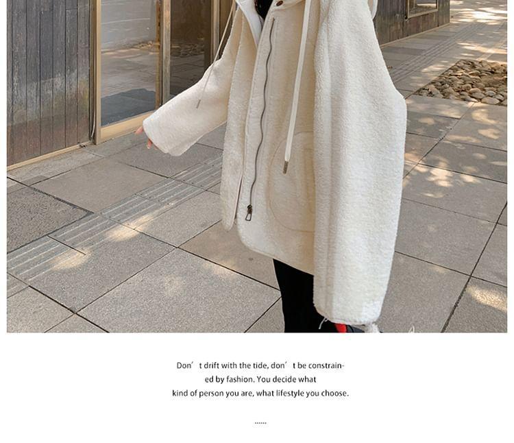 Plain Hooded Zip-Up Jacket Product Image