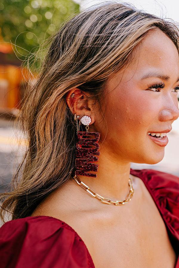 Touchdown Beaded Earrings In Wine Product Image