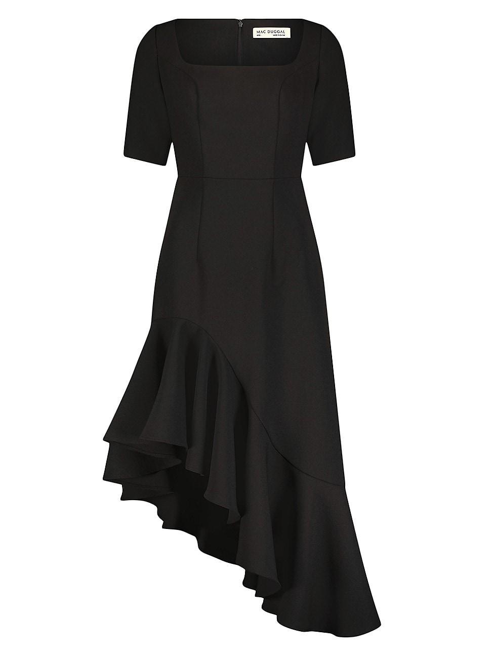 Womens Crepe Asymmetric Midi-Dress Product Image