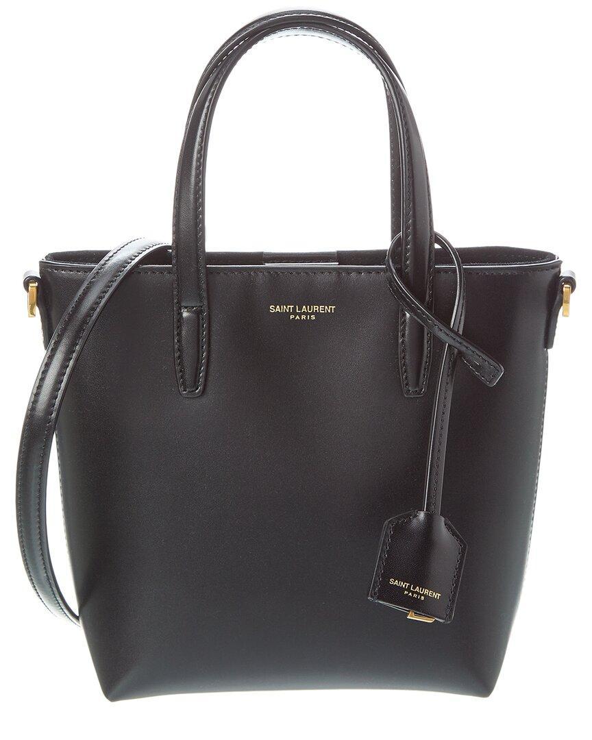 SAINT LAURENT Toy Mini Leather Shopping Tote In Black Product Image