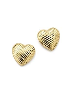 Flat Heart Stud Earrings in 14k Yellow Or White Gold Product Image