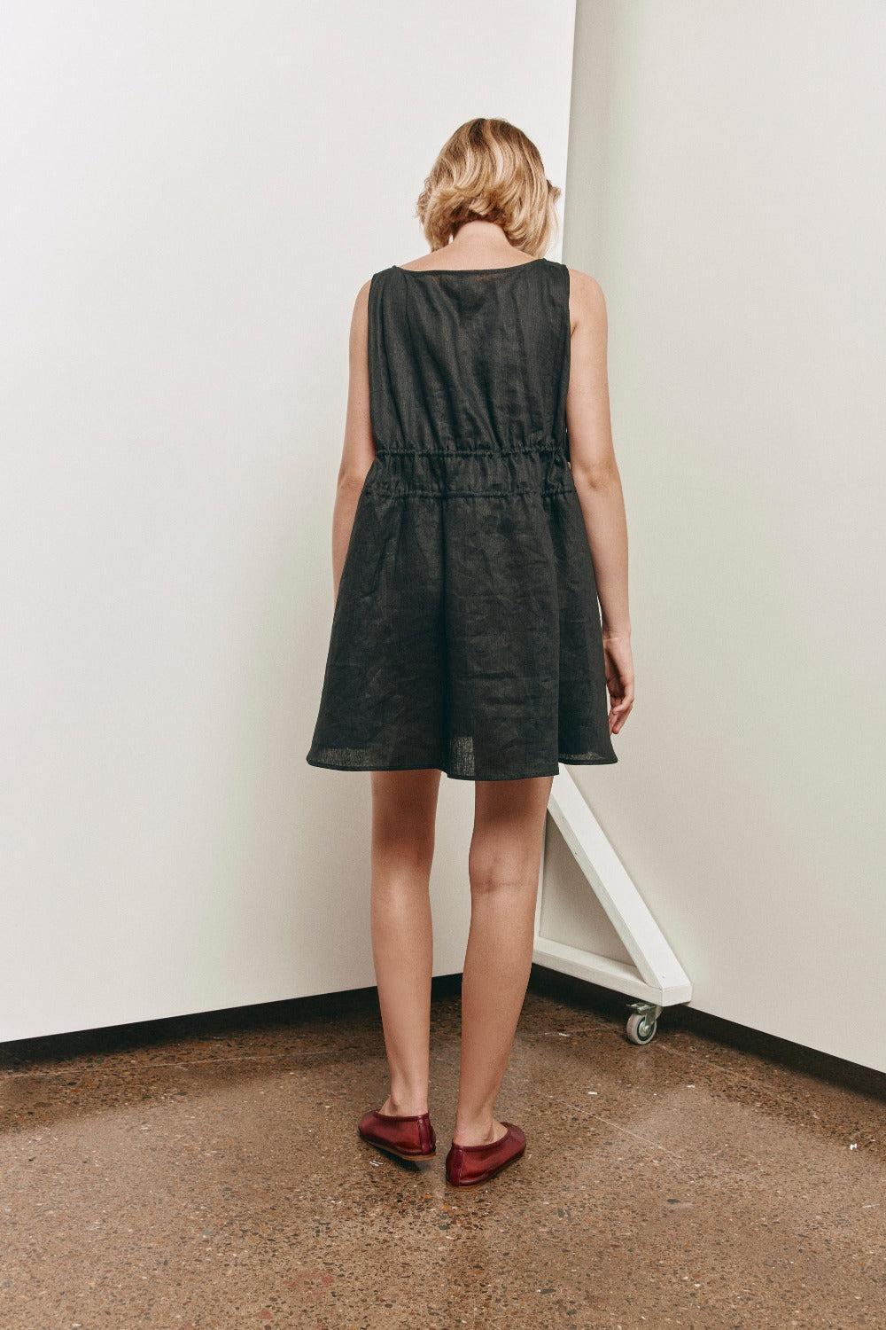 Adina Linen Mini Dress Black Product Image