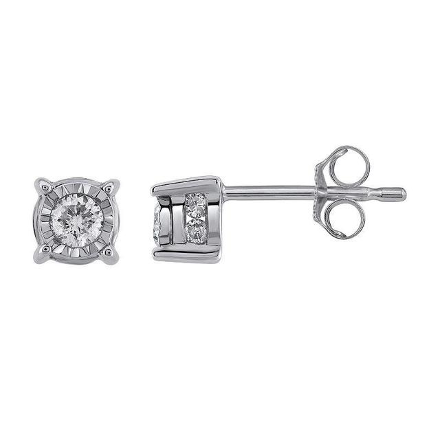 Yours and Mined 10k White Gold 1/3 Carat T.W. Diamond Miracle Plate Stud Earrings, Womens Product Image