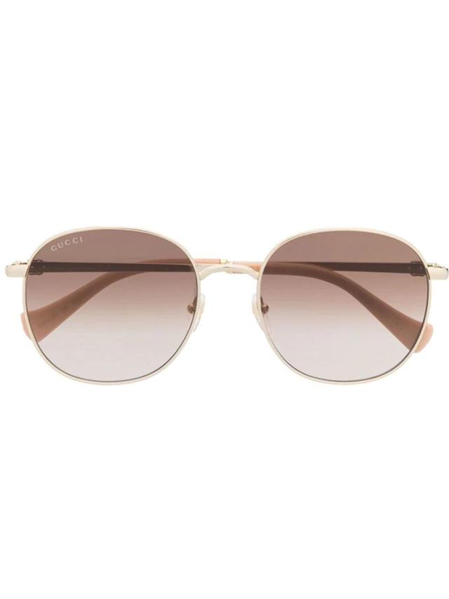 Square Tinted Sunglasses In Gold Product Image